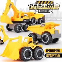 Large engineering car simulation excavator stirring fire car excavator suit Boy toy Childrens toy car