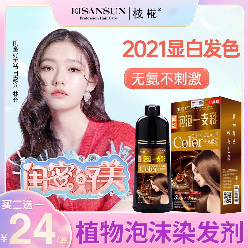 Hair dye plant pure 2023 whitening popular color at home bubble hair dye female summer natural non-irritating