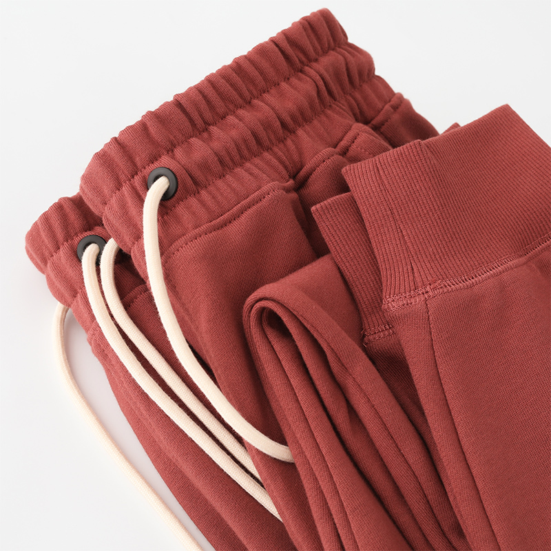 American Retro Style~ Brick Red 360 Heavy Terry Cloth Sweatpants for Men, Loose, Casual, Comfortable, Sports Casual Pants for Women