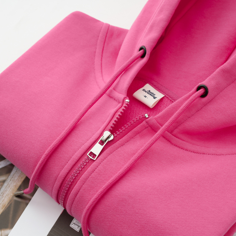 Trendy Bright Rose Red Sweatshirt Jacket 2026 New Dragon Fruit Heavy Loose Fit Couple Hooded Cardigan for Men and Women