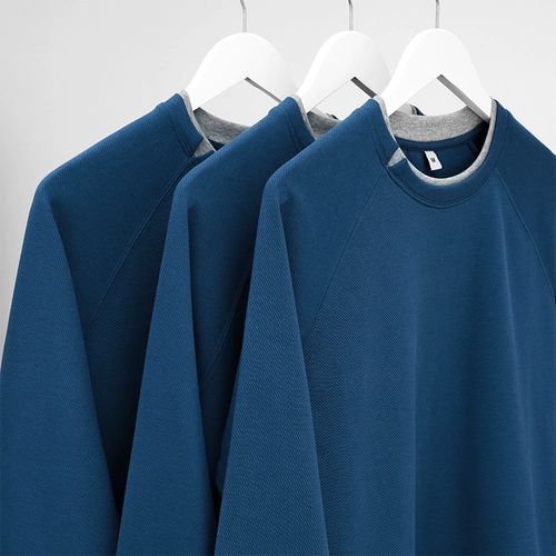 Комплект, синяя толстовка, осенний свитшот для отдыха, оверсайз