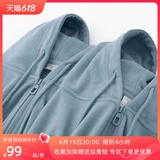 Осенняя синяя толстовка с капюшоном для отдыха с молнией, куртка, широкая цветовая палитра, оверсайз