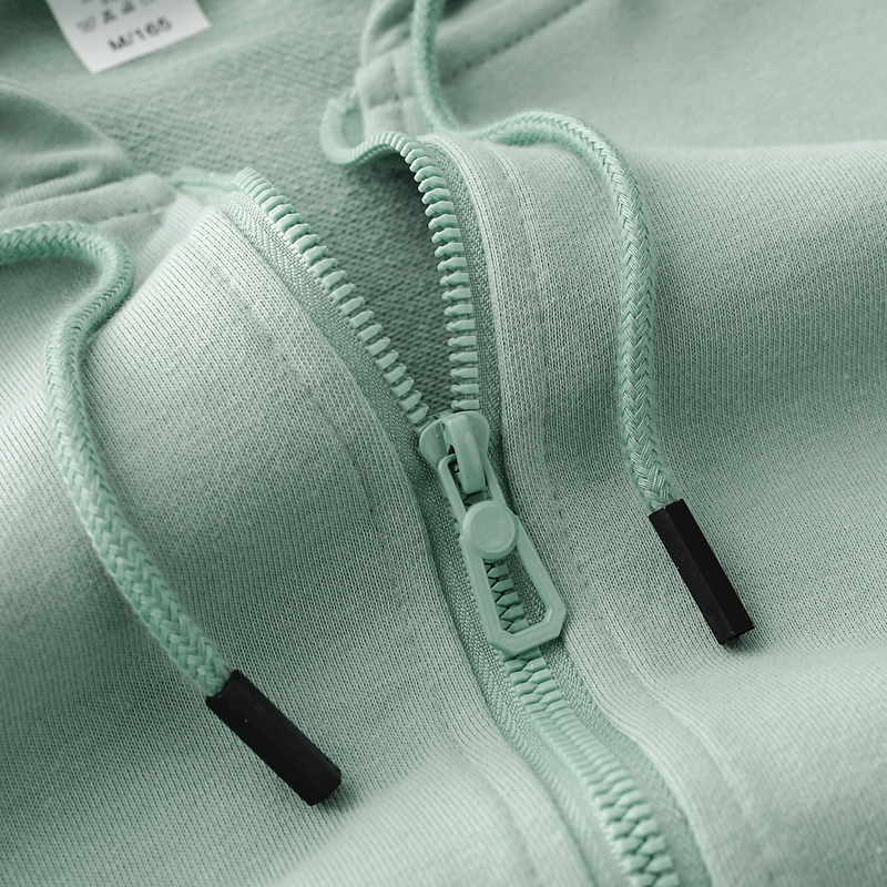 Spring Matcha Green! Light Green Heavyweight Combed Cotton Cardigan Sweatshirt for Men, Loose Casual Hooded Zip-Up Jacket for Women