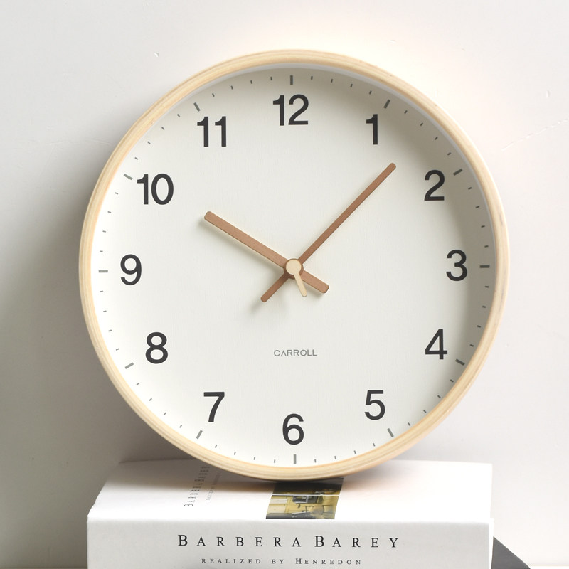 Day-style wood log wind hanging bell sitting room clock room interior wall hanging office Children's room bedroom mute clock-Taobao