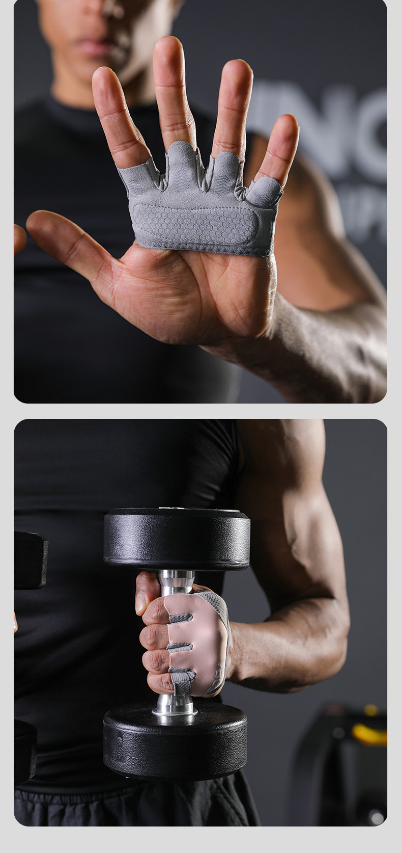 Перчатки для йоги 运动健身手套器械训练单杠引体向上半掌四指截防滑防起茧专业男女