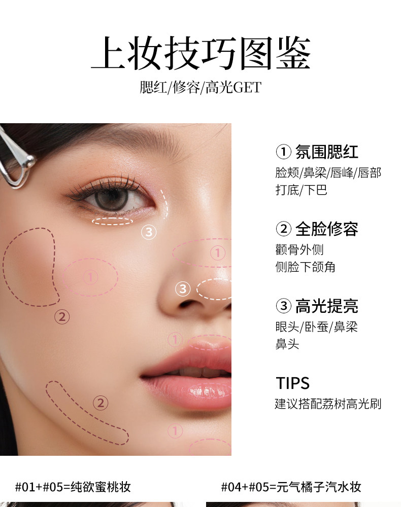 【香港直邮】 荔树 双拼多用膏03未来+双头修容刷+拇指粉扑+卸妆油4件套 丝滑不拔干 氛围感好气色