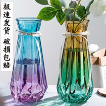 Vase suitable for sunflowers King-size glass vase Transparent water-raising bamboo lily transfer vase customer