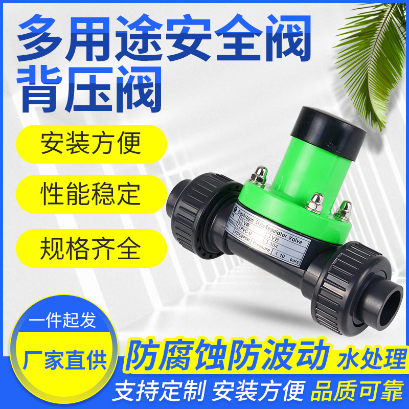 Plastic back pressure valve safety valve upvc pvc pvc DN15 20 25 direct plug anti-corrosion acid base