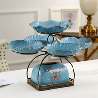 Синий цветочный олень 5 головы вращающийся диск