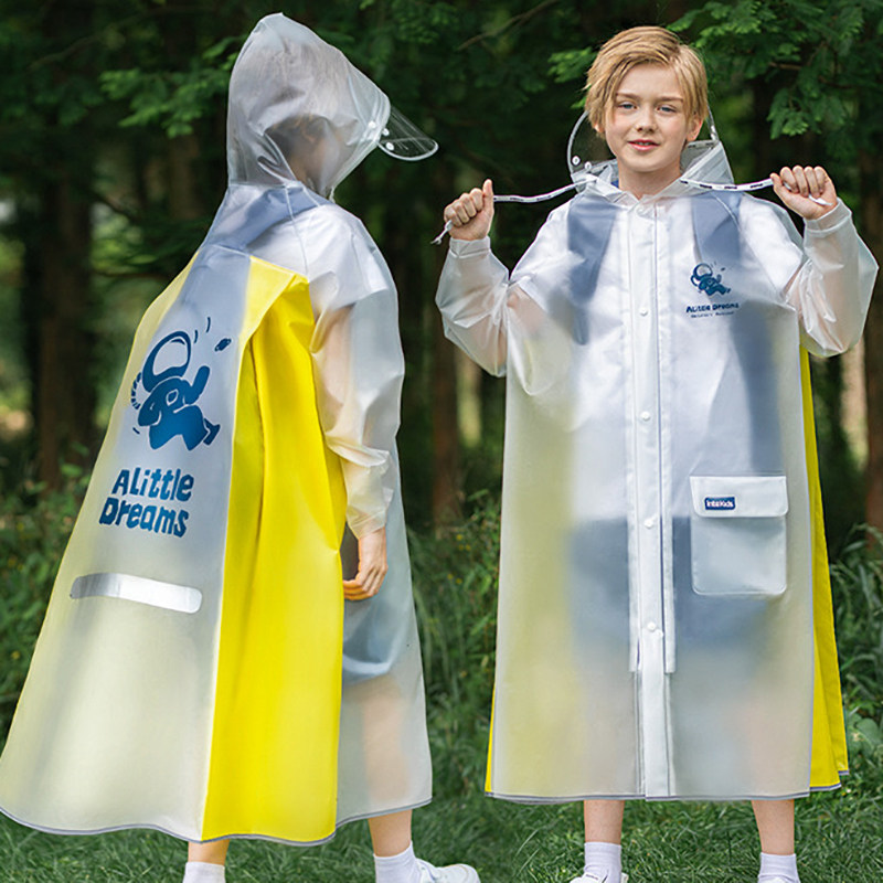Junior high school raincoat Long full body Anti-rain school special boy High school boy transparent rain Beatles 10-Taobao