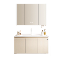 Gujia Home Cream Style Internet Celebrity Bathroom Cabinet Smart Mirror Cabinet Beauty Storage Bathroom Cabinet Integrated Basin Washstand