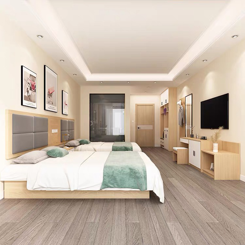 Modern minimalist light extravaganza Guesthouse Double Bed 1 1 8 m 1 5m Composition Rooms Solid Wood-Like Board Hotel Bed Customised