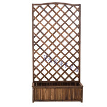 Wood Grid Bar Flower Pot Fencing Climbing Flower Racks Embalming Balcony Outdoor Carbonated Solid Wood Climbing Rattan Frame Mesh Flower Groove Round)