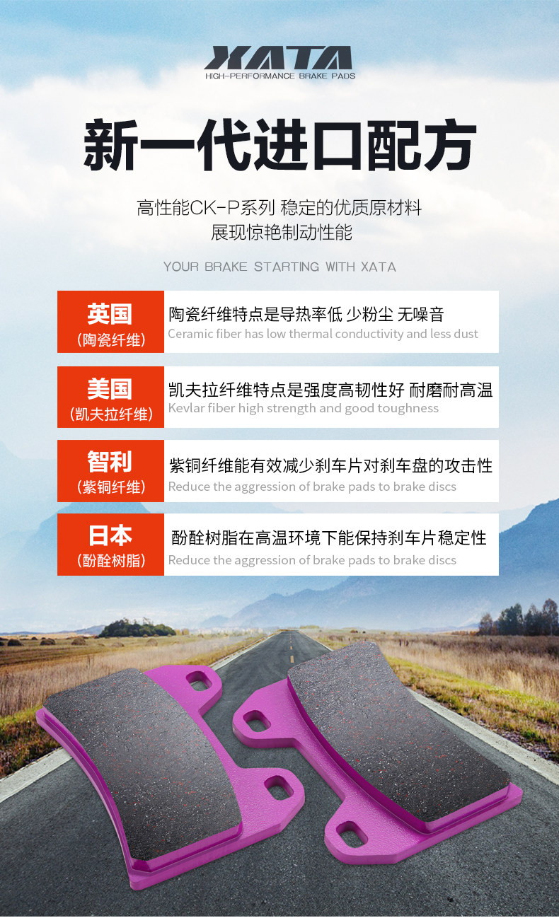 XATA Ceramic Brake Pad Lengshi Pedal Motorcycle 368D 368E 368M 368G 368K Disc Brake Pad