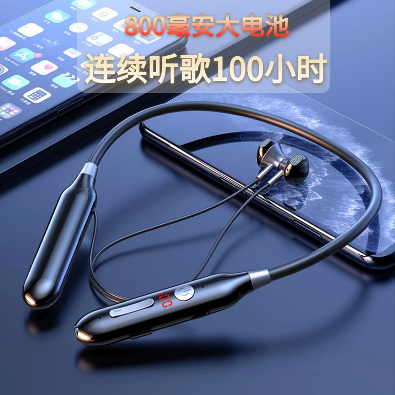 New plug-in wireless Bluetooth headphone neck hanging neck wearing earplug type sports running high-end extra-long standby renewal applicable Huawei vivo Xiaomi oppo Apple Android mobile phone male and female universal
