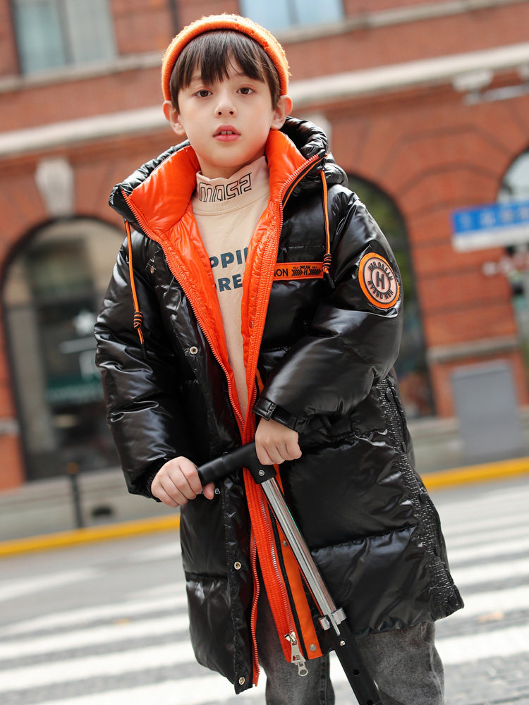 UK next sara boys long down jacket shiny over knee thick 2021 new children's winter coat