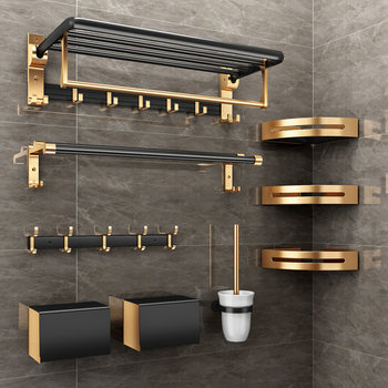 German Punch-Free Towel Rack, Light Luxury High-End Bathroom Storage Rack, Multifunctional Bathroom Thickened Wall-Mounted Storage Rack