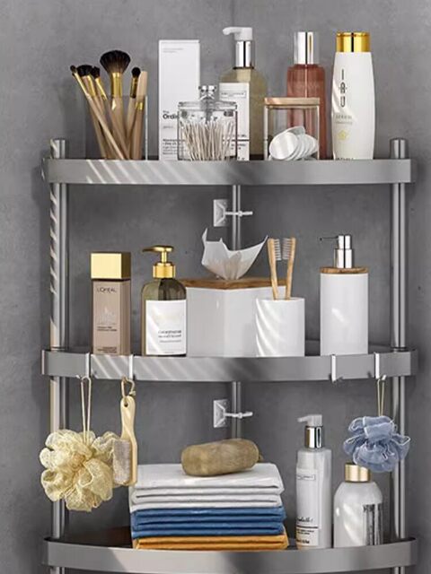 German Bathroom Storage Rack Floor-Standing Household Bathroom Multifunctional Triangular Storage Rack Bathroom Supplies Organizer