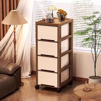 Medieval-Style Drawer-Type Storage Cabinet, Floor-Standing Rack, Home Living Room, Bedroom, Movable Toy and Snack Storage Cabinet