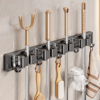 German Bathroom No-Drill Storage Rack, Household Bathroom Mop Hook, Wall-Mounted Strong Fixed Broom Holder