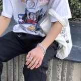 Серебряный скелет подходит для мужчин и женщин в стиле хип-хоп для влюбленных, браслет, в стиле панк