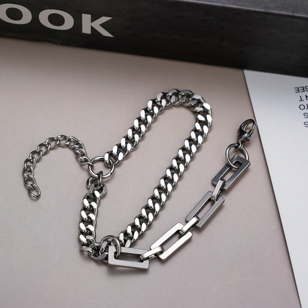 Double-Layered Titanium Steel Bracelet for Men and Women ins High-End Niche Design Hip-Hop Personality Simple Trendy Light Luxury High Street