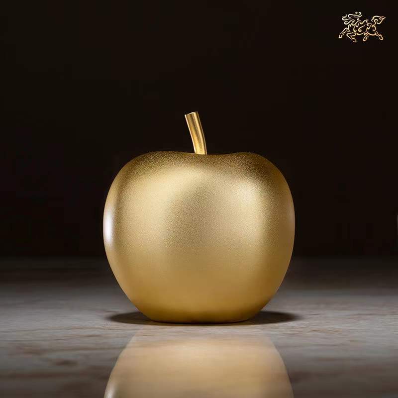 Copper Master Real Gold Plated Peaceful Fruit Christmas Eve Gift Golden Apple Lucky Charm Copper Ornament