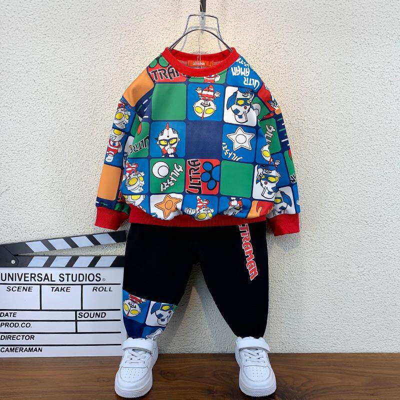 Ottman Clothes Boy Trendy Tide Children's Clothing Handsome air baby autumn clothes Yangqi Spring and autumn boy Net Red suit 