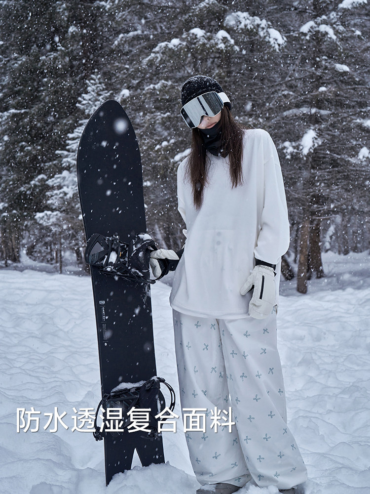 Awka Fleece-Lined Warm Windproof and Waterproof Snowboard Pants for Women and Men, Unisex Loose Ski Pants, Niche Winter Wear