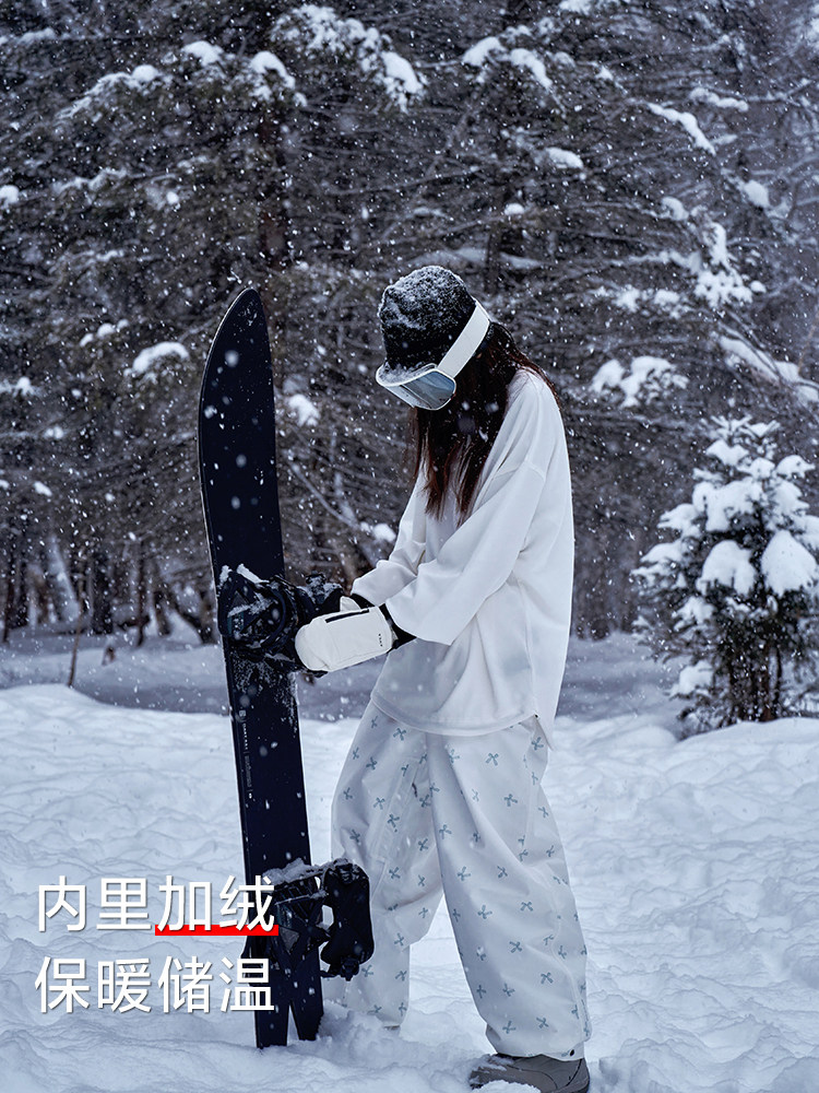 Awka Fleece-Lined Warm Windproof and Waterproof Snowboard Pants for Women and Men, Unisex Loose Ski Pants, Niche Winter Wear