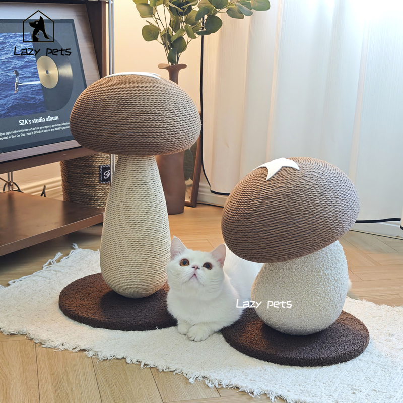 Lazy Pets Paper Hemp Rope Mushroom Cat Scratching Board, Durable and Non-Shedding, High-Quality Paper Rope Toy
