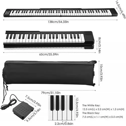 Складное электронное портативное пианино, простая практика, профессиональная клавиатура, 88 клавиш, подходит для начинающих
