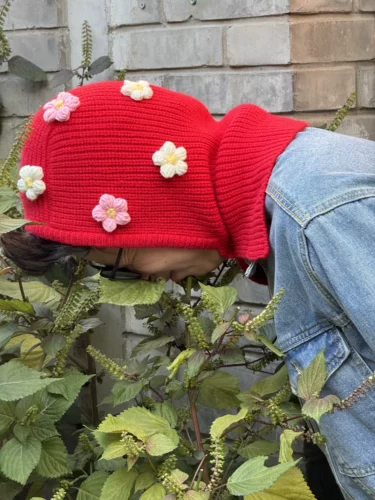 Странно забавное и милое Tianshi Blue Flower Knoted Bun Hat Hat Hat Men and Women Той же модель ｜ Купите это прекрасно