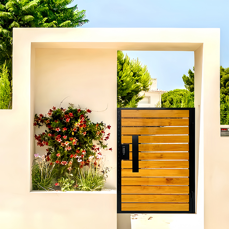 European-Style Modern Garden Villa Gate, Wrought Iron European-Style Solid Wood Door, Stainless Steel Outdoor Courtyard Door, Wood Grain Aluminum Art Door