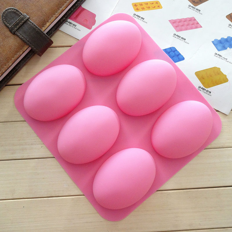 6 Slots 3D Oval Shape Silicone Soap Mould Handmade Jelly Mak