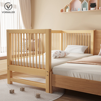 Solid wood high fence fence guardrail childrens bed baby cot splicing bed newborn formaldehyde splicing bed