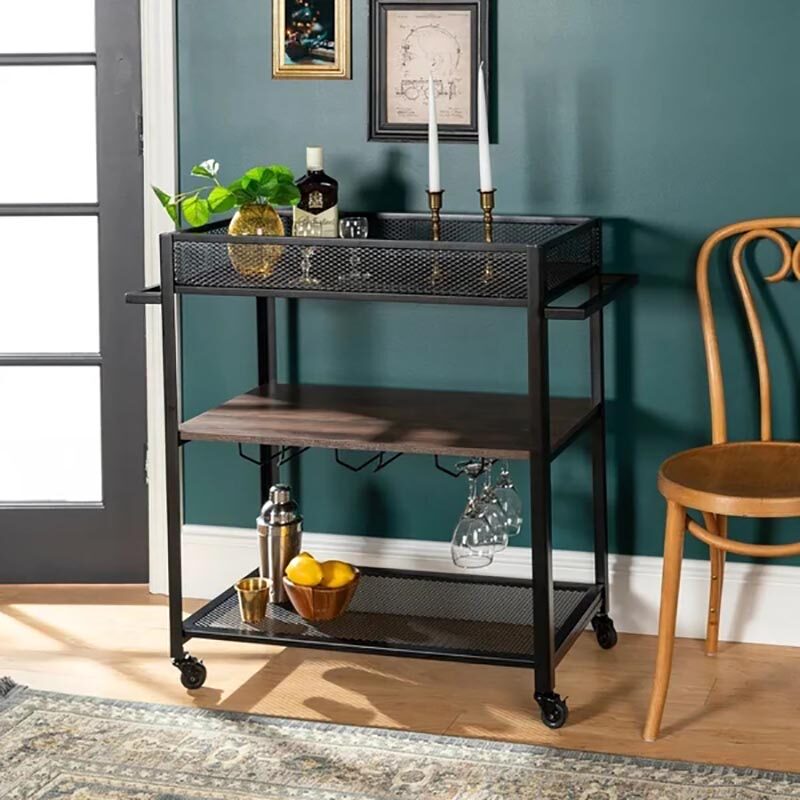 American country small dining cart rack removable tea cart hotel wine cart solid wood household dining room trolley