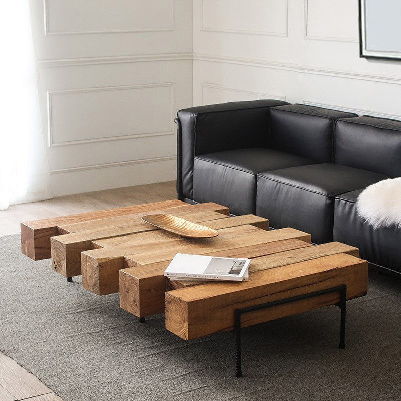 2021 new American solid wood coffee table simple modern living room small apartment wooden retro creative home low table
