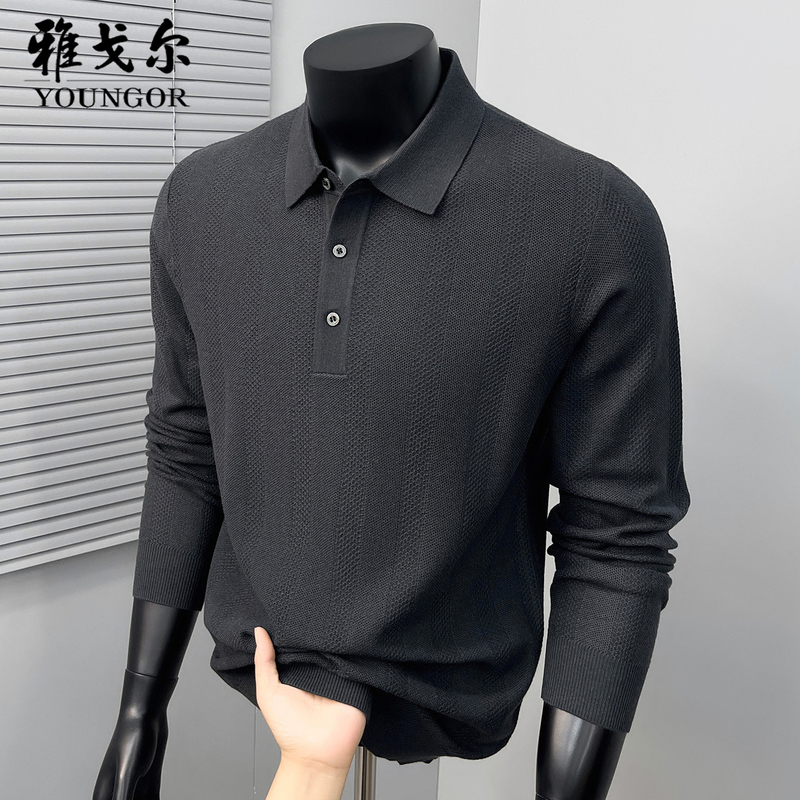 Youngor Long-Sleeved T-Shirt for Men 2026 New Autumn Middle-Aged and Elderly Pure Cashmere Base Business Knit Top