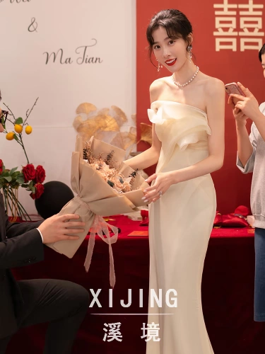 Tube Top Top Fishail Light Sward Dress невеста простой атласный галстук