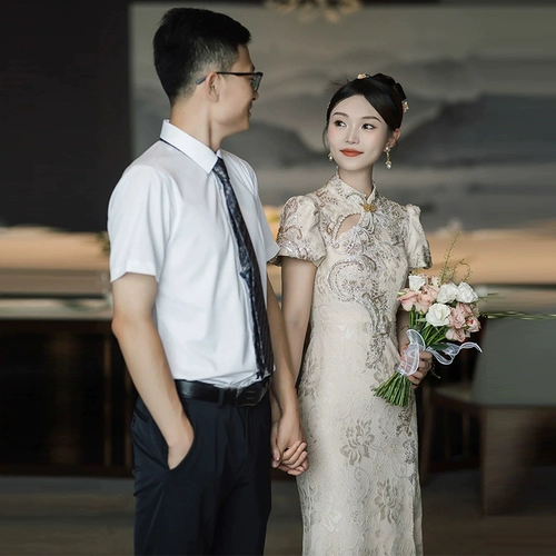 Вечернее платье, элитное свадебное платье, ретро ципао, китайский стиль