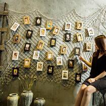 Industrial wind background wall fishing net hemp rope retro milk tea shop bar wall pendant wall wall decoration photo frame