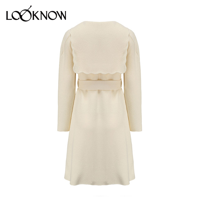 IFBYLAND designer brand LOOKNOW autumn and winter lace cape long belt wool coat women