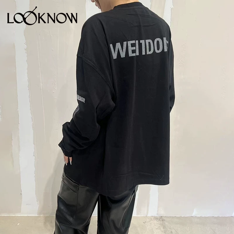 WE11Done дизайнерский бренд looknow осень-зима 23 новая белая печатная футболка с длинным рукавом для пары