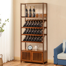 Red wine shelf shelf display cabinet home living room restaurant wine cabinet Plaid solid wood wine cup holder ornaments storage rack