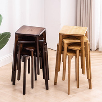 Nordic Small Board Stool Solid Wood Home Dining Stool stackable Bench Living-room Table Stool Short Stool Desk Chair Seat Bench