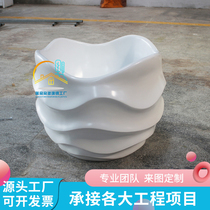 Customized glass fiber reinforced plastic flower pot flower bowl thread rotating wave edge creative combination landscape shopping mall outdoor simple decoration