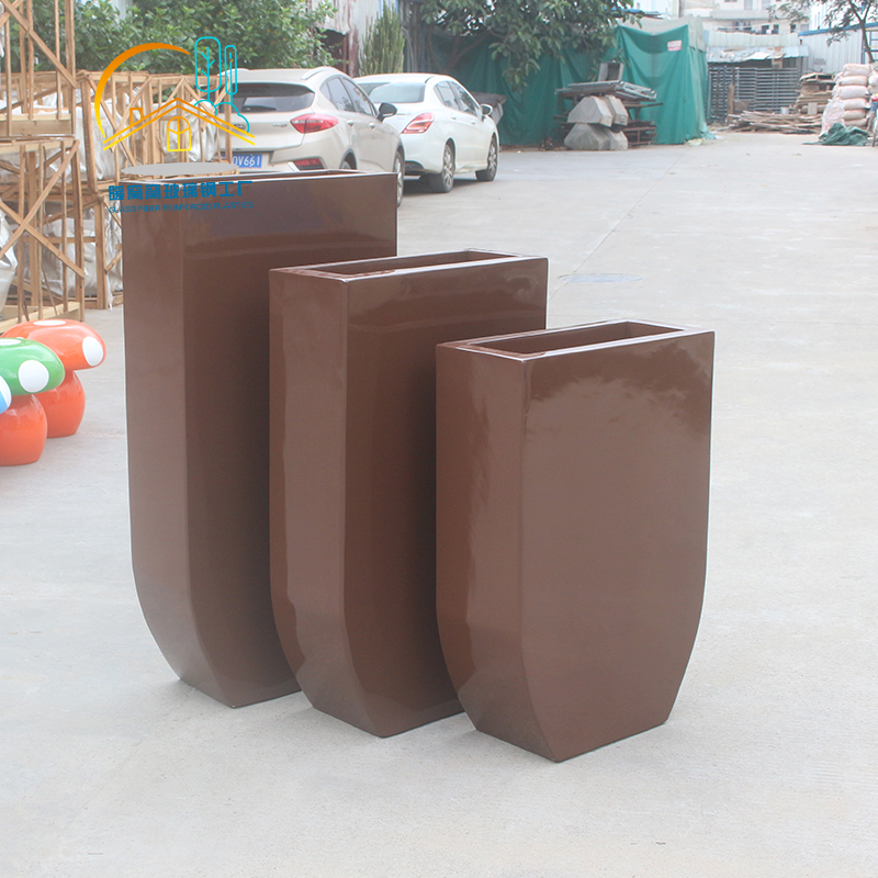 Custom fiberglass flower pot outdoor shopping mall hotel combination flower pot square flower pot flower box floor-standing large vase Meichen - Taobao