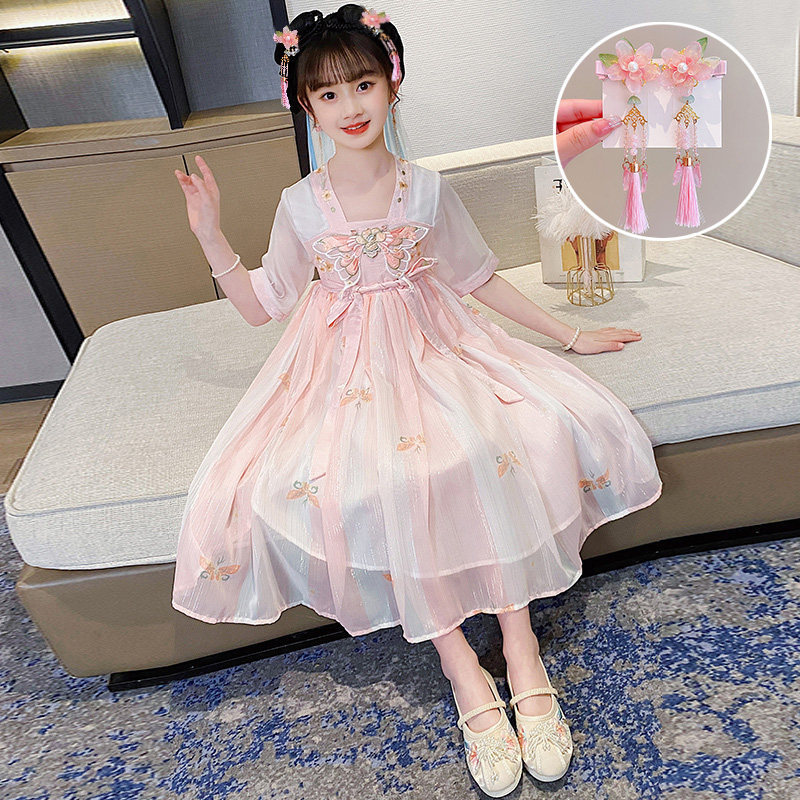 Girls' Hanfu Dress Summer 2026 New Stylish Chinese Style Children's Ancient Costume Thin Princess Dress