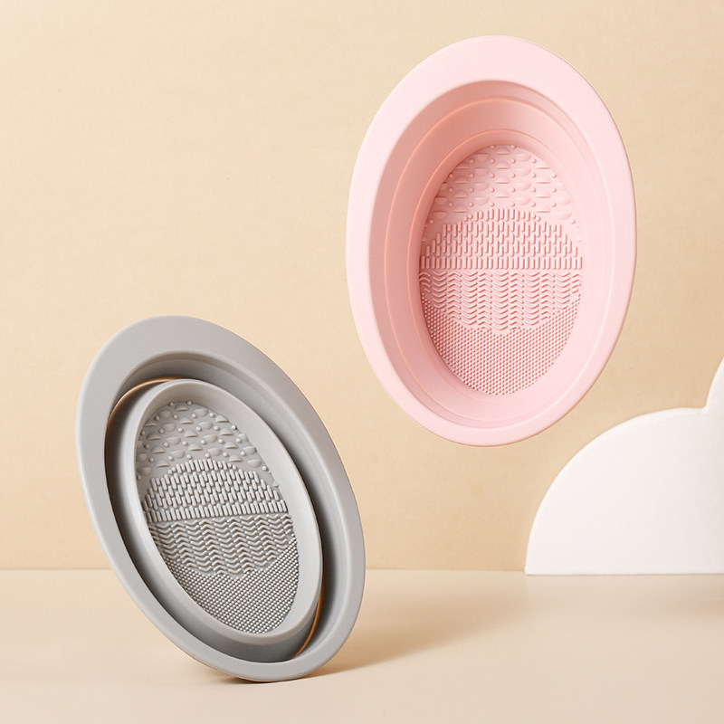 Washing bowl makeup brush cleaner silicone cleaning artifact beauty tool washing bowl cleaning box pink grey